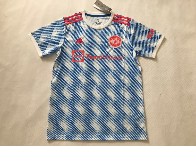 AAA Quality Manchester Utd 21/22 Away White/Blue Soccer Jersey